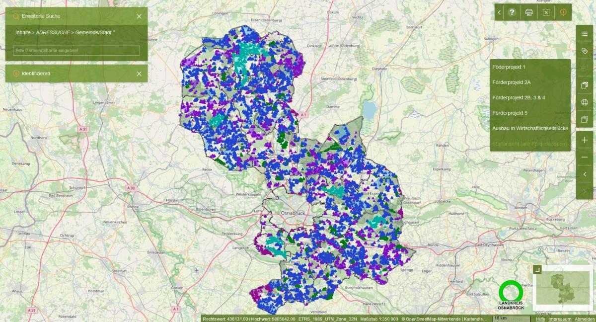 Karte Breitbandabdeckung