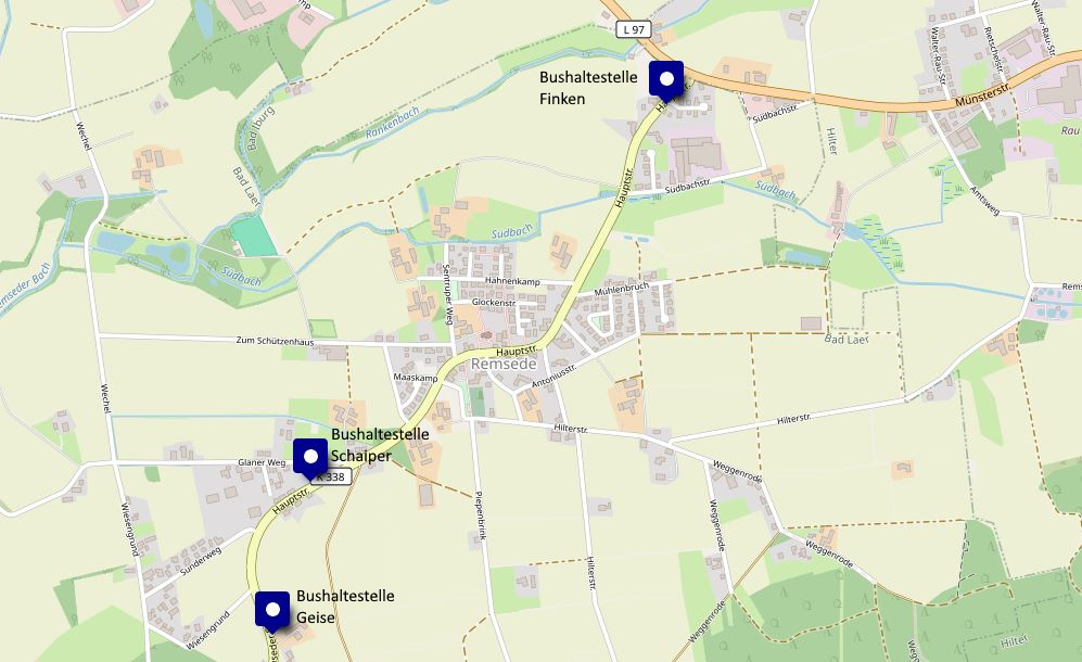 Straßenkarte K338 Remsede