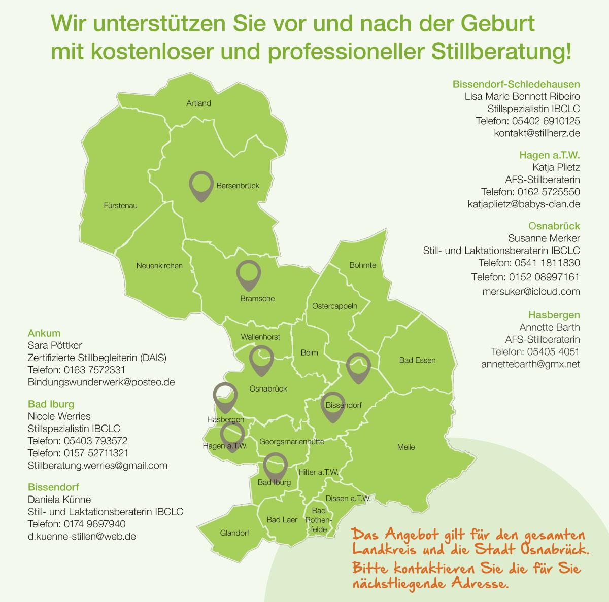 Übersichtskarte Stillförderung Kartenausschnitt