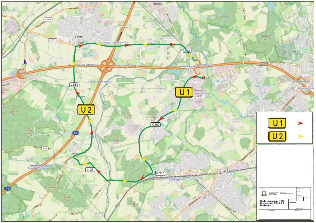 Straßenkarte K305 Hasbergen