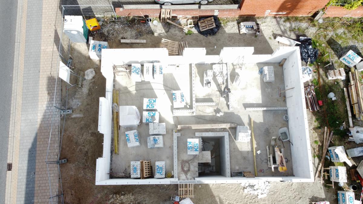 Einfamilienhaus Baustelle Luftaufnahme
