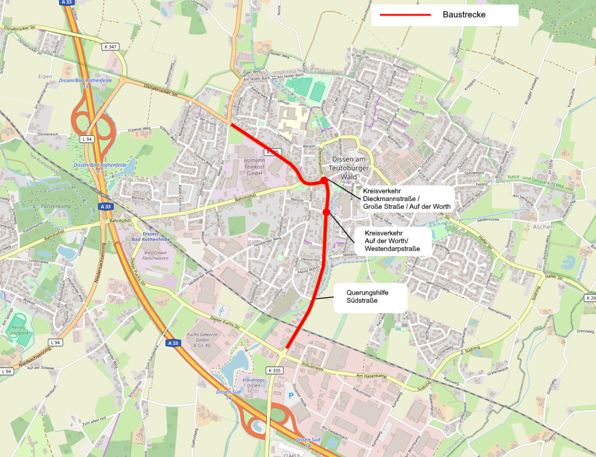 Straßenkarte mit Baustelle