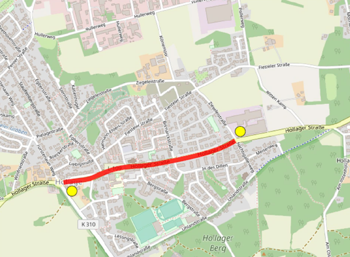 Straßenkarte mit Baustelle