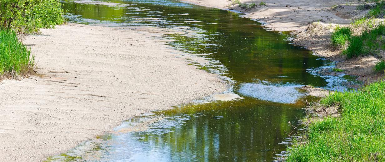 Flußbett mit wenig Wasser