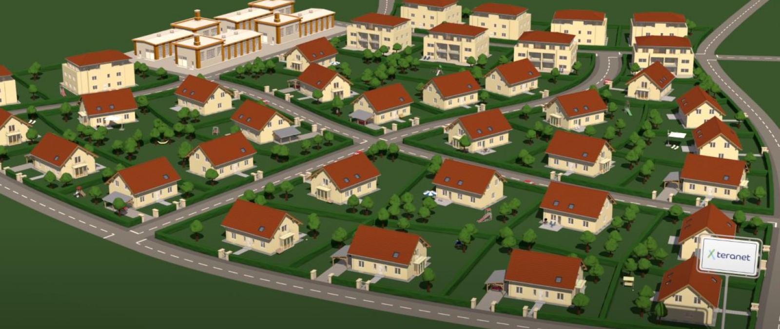 Schematische Darstellung einer Einfamilienhaus Siedlung