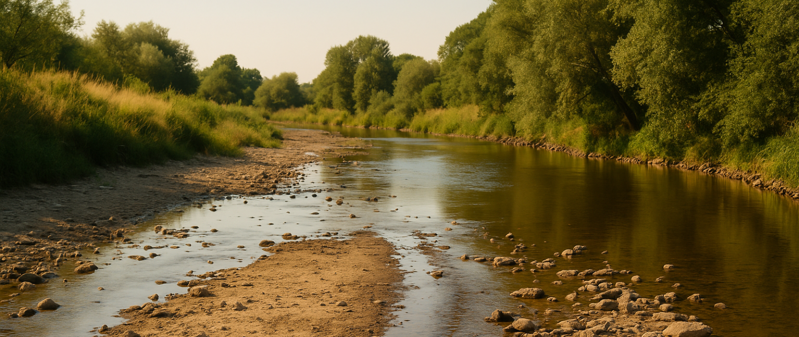 Flusslauf mit Niedrigwasser