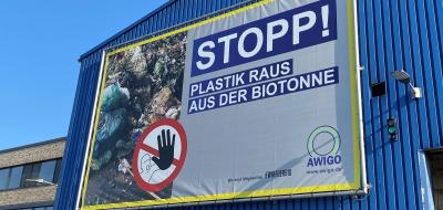 AWIGO Banner Plastikmüll Biotonne