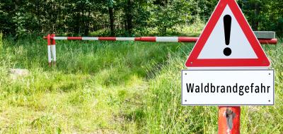 Schild Waldbrandgefahr im Wald