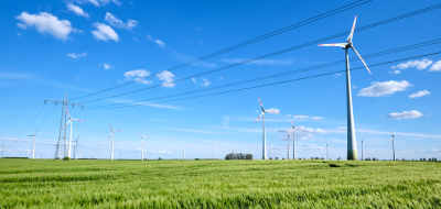 Landschaft mit Windenergie