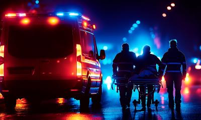 Krankenwagen bei nächtlichem Einsatz