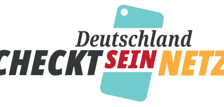 Logo mit dem Schriftzug in schwarz, rot, gold: Deutschland checkt sein Netz