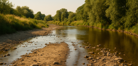 Flusslauf mit Niedrigwasser