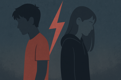 Fachtag: Gewalt in Teenager-Beziehungen Zwei Personen stehen mit dem Rücken zueinander