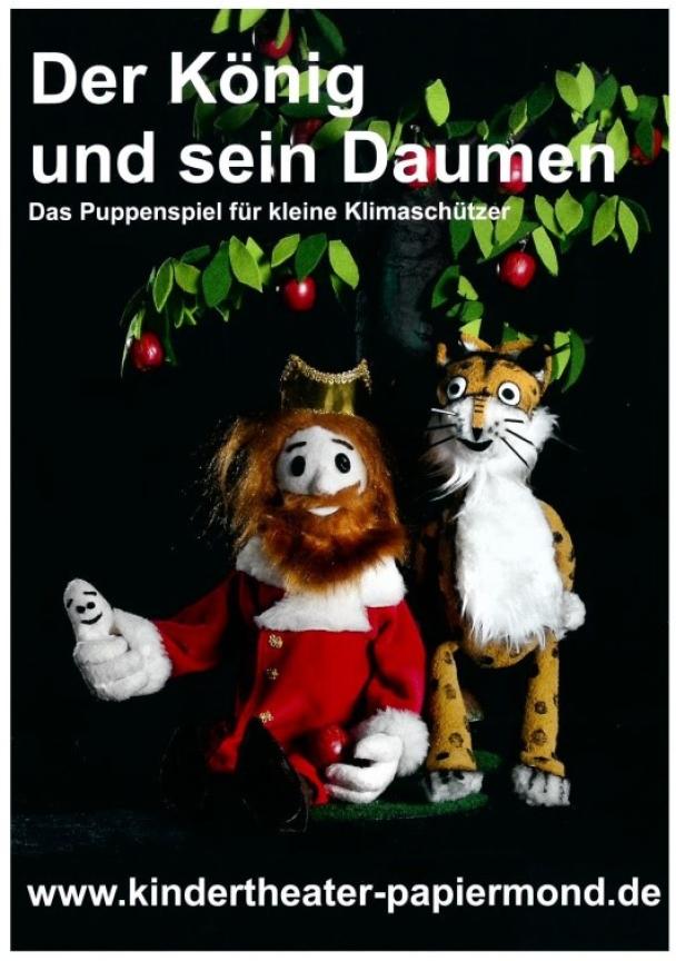 Zwei Puppentheaterfiguren auf einem Plakat