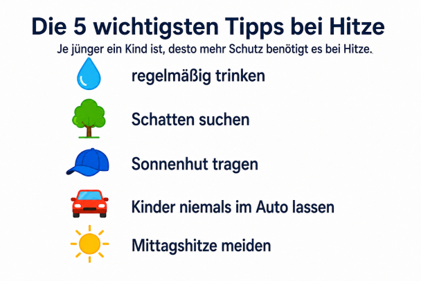 Liste mit Tipps zum Hitzeschutz